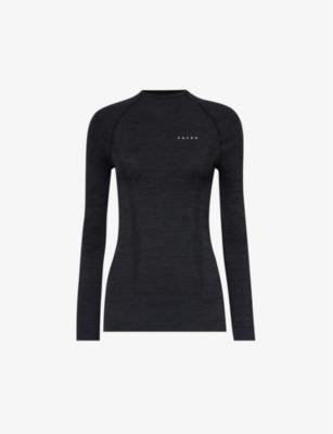 Brand-print fitted stretch-wool top by FALKE