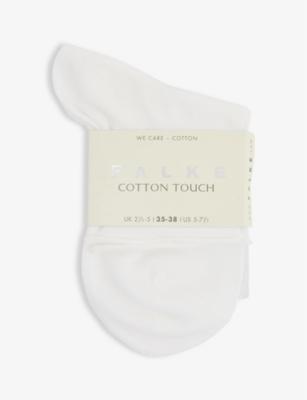 Cotton Touch rolled-cuff stretch-cotton-blend socks by FALKE