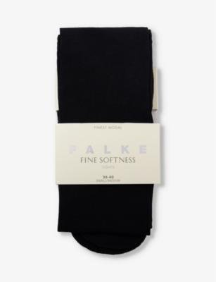 Fine softness stretch woven-blend tights by FALKE