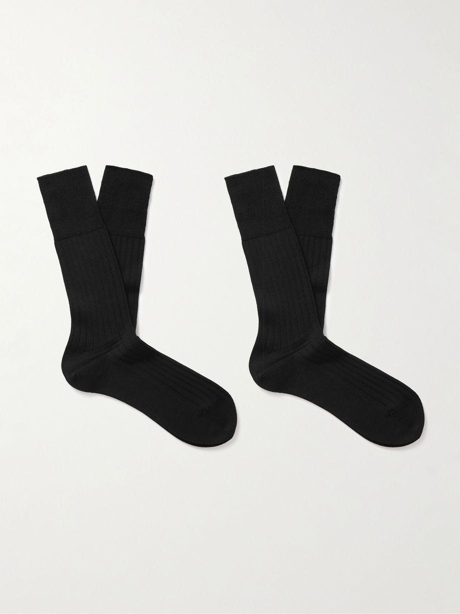Finest Two-Pack Ribbed Cashmere-Blend Socks by FALKE