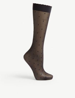 Polka dot knee-high knitted socks by FALKE