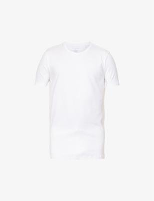 Regular-fit crewneck stretch-cotton T-shirt pack of two by FALKE