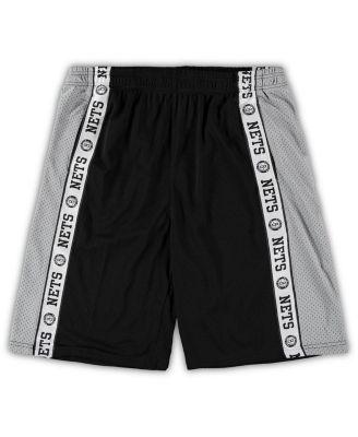 Men's Black, Silver New Jersey Nets Big and Tall Tape Mesh Shorts by FANATICS