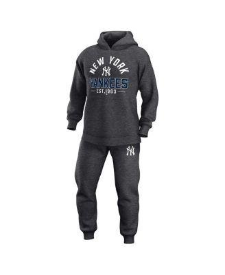 Men's Branded Heather Charcoal New York Yankees Two-Piece Best Past Time Pullover Hoodie and Sweatpants Set by FANATICS
