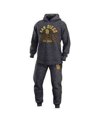 Men's Branded Heather Charcoal San Diego Padres Two-Piece Best Past Time Pullover Hoodie and Sweatpants Set by FANATICS