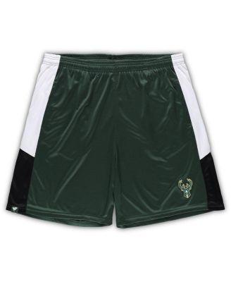 Men's Hunter Green Milwaukee Bucks Big and Tall Champion Rush Practice Shorts by FANATICS