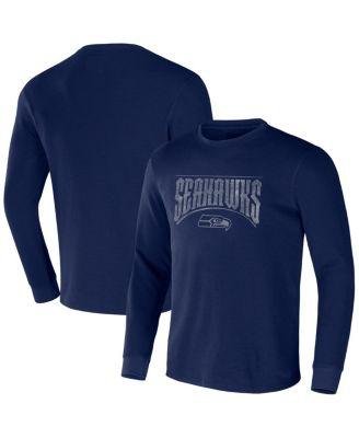 Men's NFL x Darius Rucker Collection by College Navy Distressed Seattle Seahawks Long Sleeve Thermal T-shirt by FANATICS