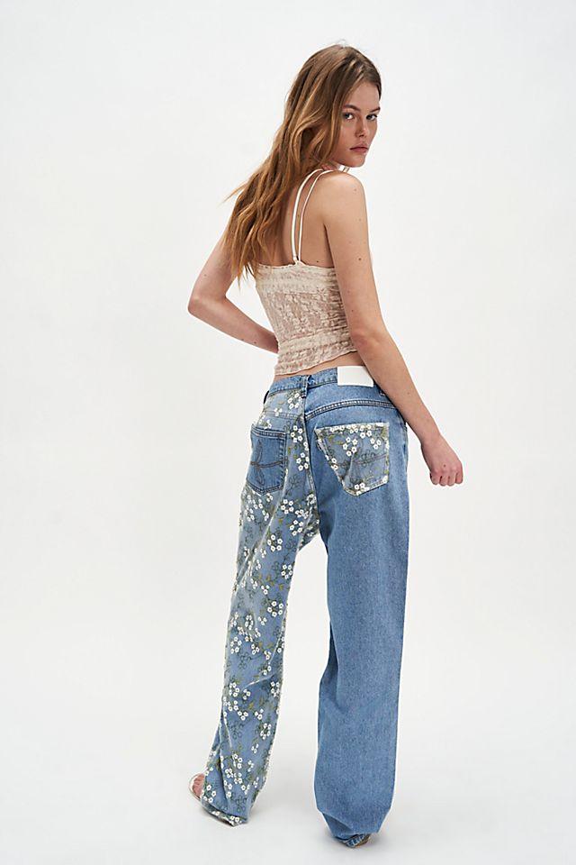 Fanfare Daisy Embroidery Jeans by FANFARE LABEL | FREE PEOPLE