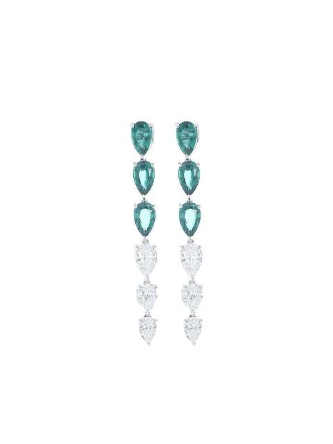 pear-shaped emerald diamond earrings by FANTASIA BY DESERIO