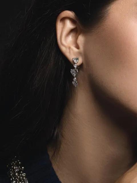 three heart drop earrings by FANTASIA BY DESERIO