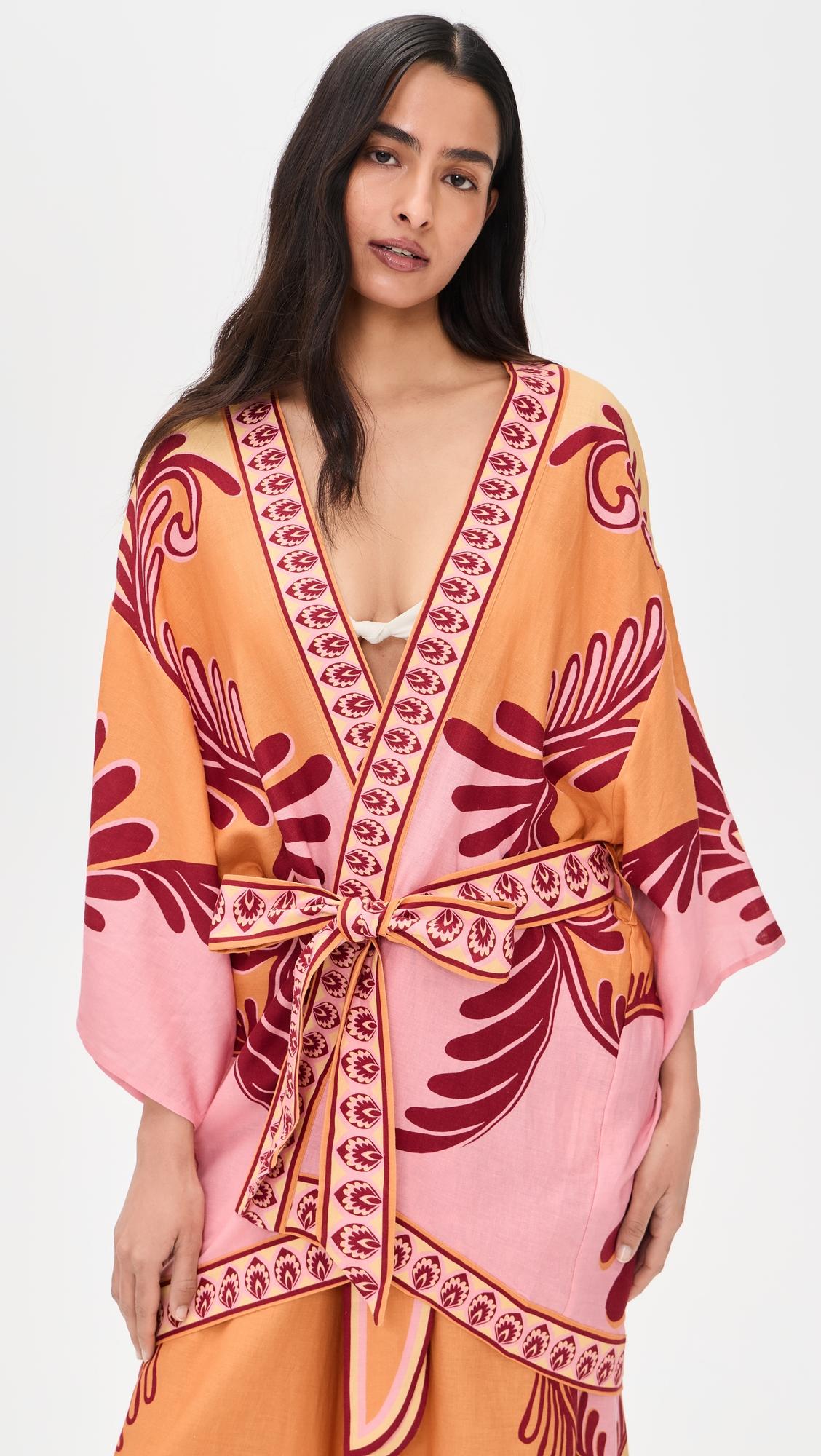 Arabesc Soft Yellow Kimono by FARM RIO