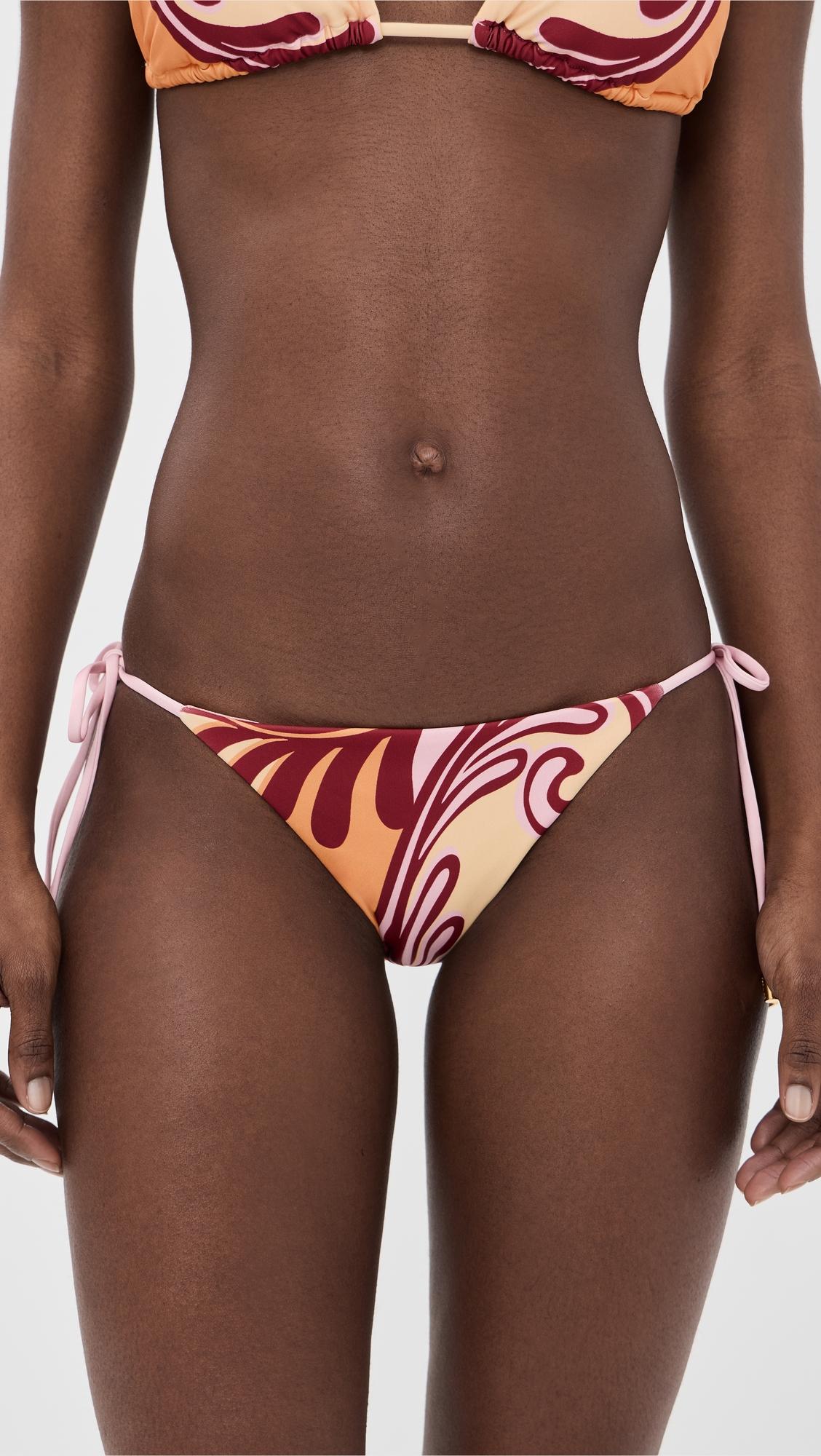 Arabesc Soft Yellow Tie Side Bikini Bottoms by FARM RIO