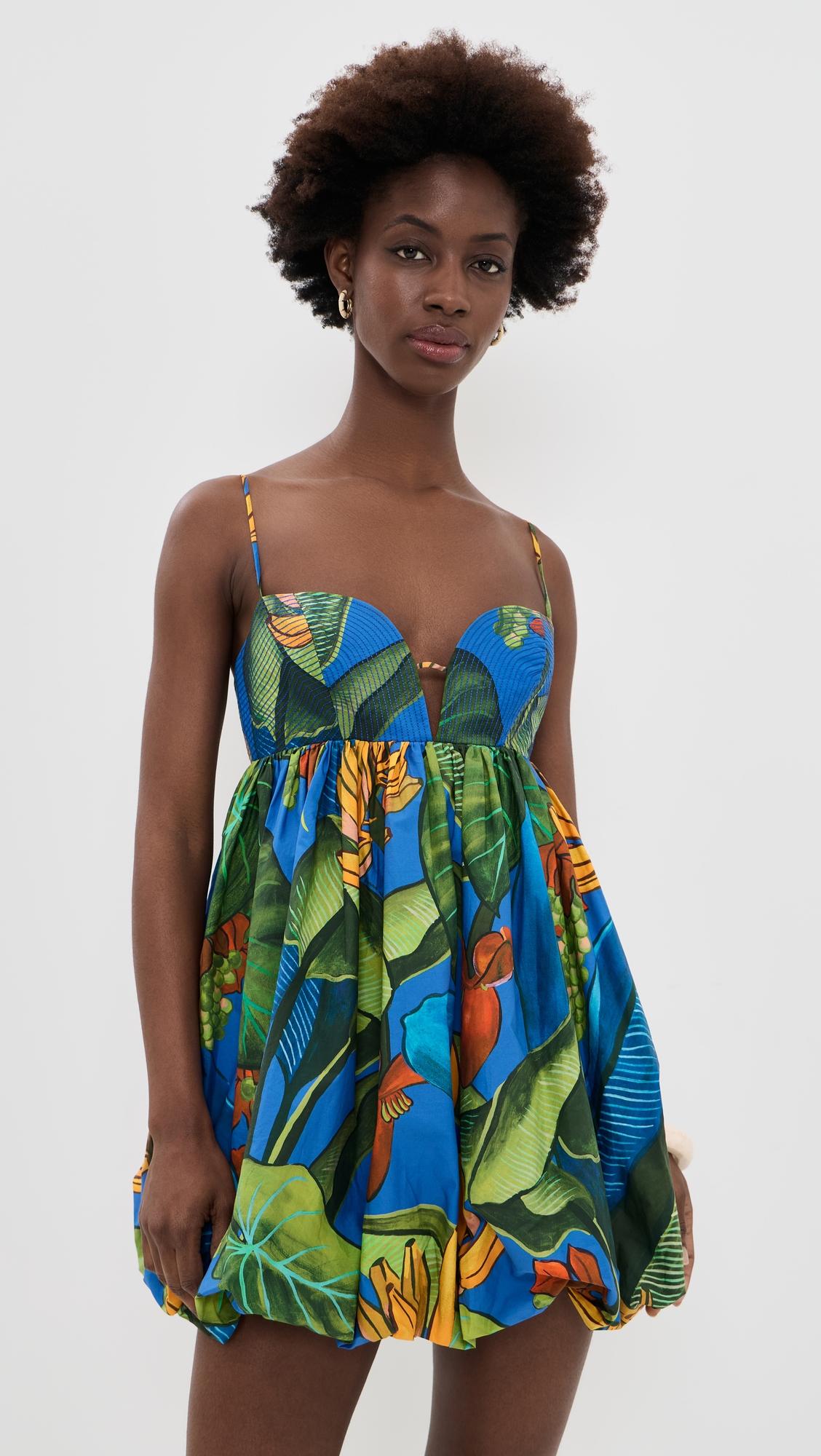 Banana Grapes Blue Sleeveless Mini Dress by FARM RIO