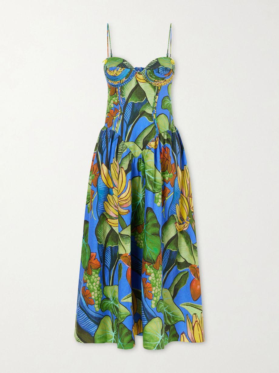 Banana Grapes printed linen-blend midi dress by FARM RIO