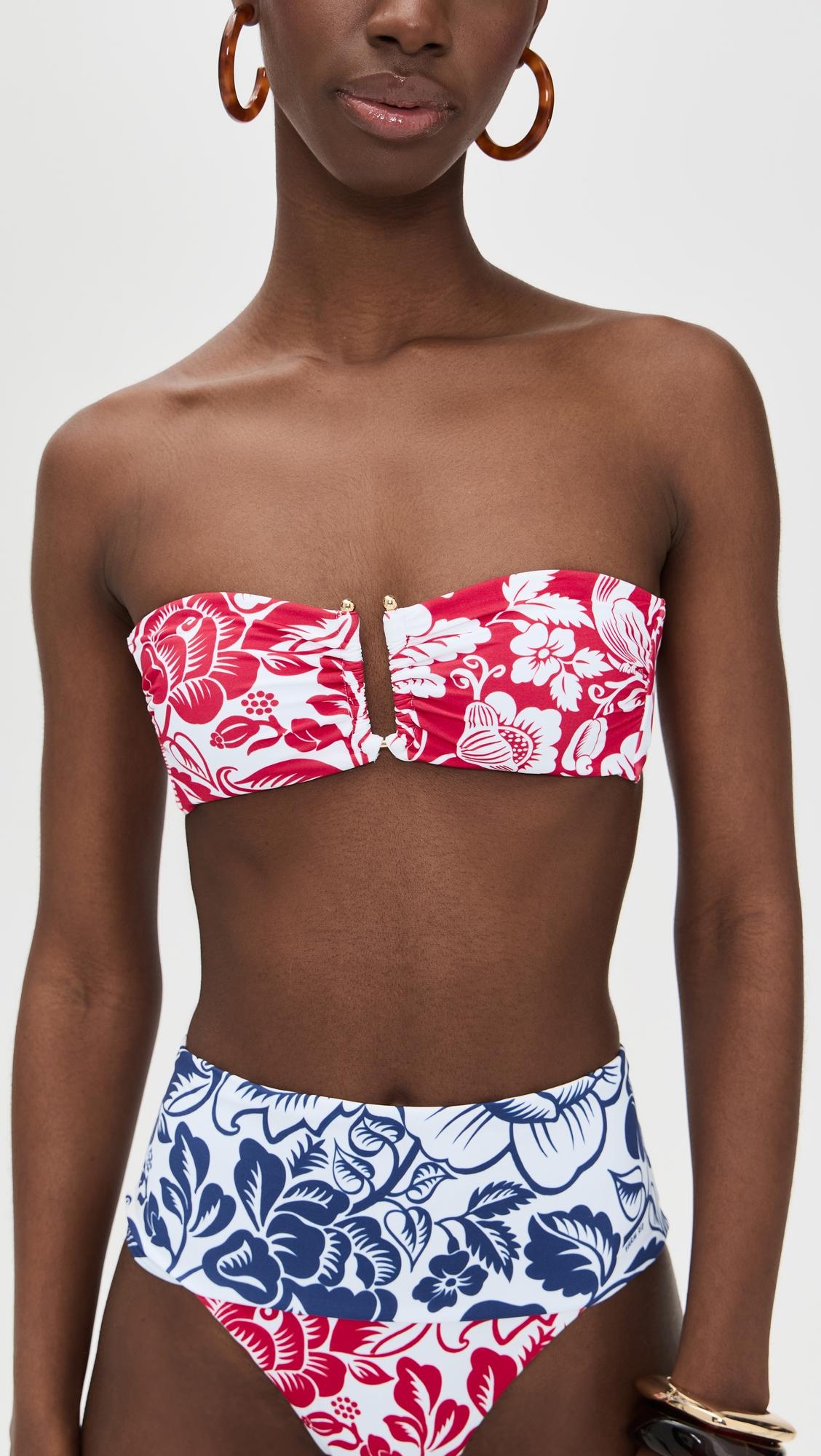 Cashew and Birds Bandeau Bikini Top by FARM RIO