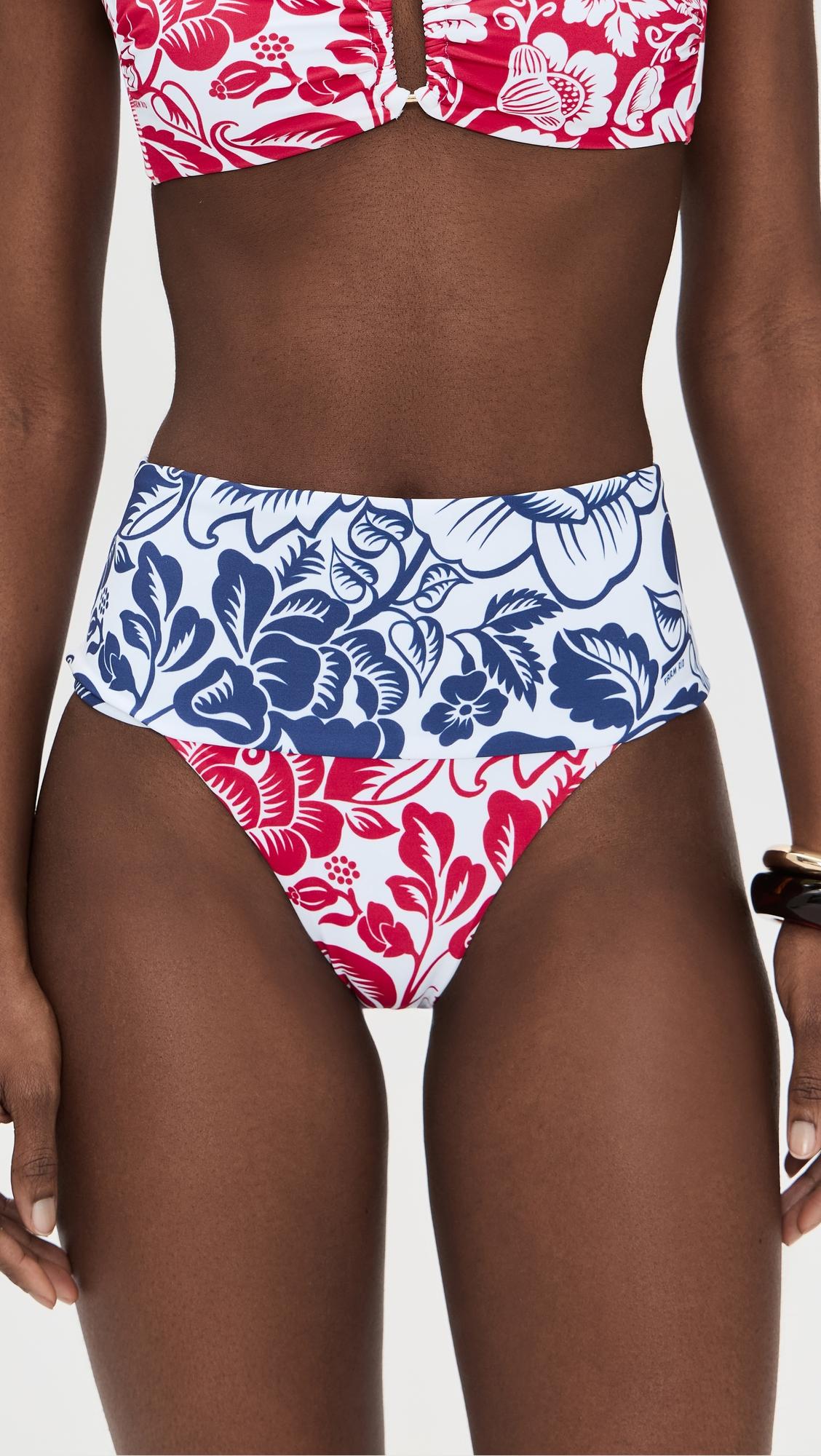 Cashew and Birds High Waist Full Bikini Bottoms by FARM RIO