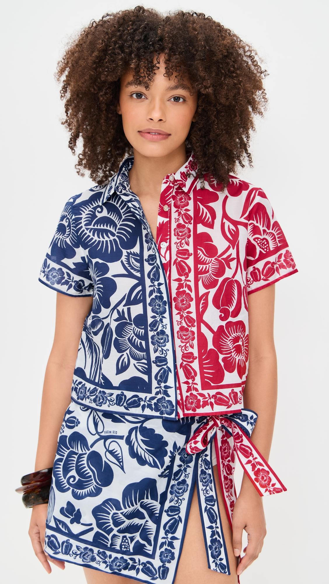 Cashew and Birds Shirt by FARM RIO
