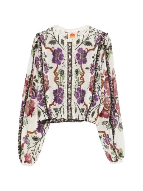 Cream Rococo Flower shirt by FARM RIO