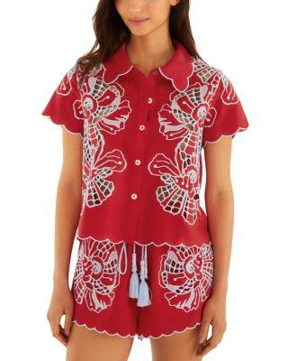 Embroidered Blouse Swim Cover-Up by FARM RIO