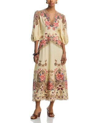 Embroidered Long Sleeve Midi Dress by FARM RIO
