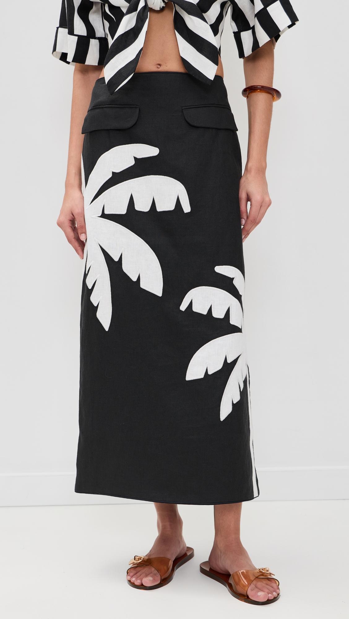 Embroidered Palm Tree Maxi Skirt by FARM RIO