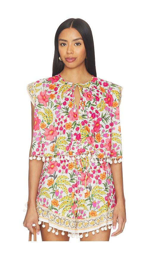FARM Rio Banana Flowers Blouse in White,Pink by FARM RIO