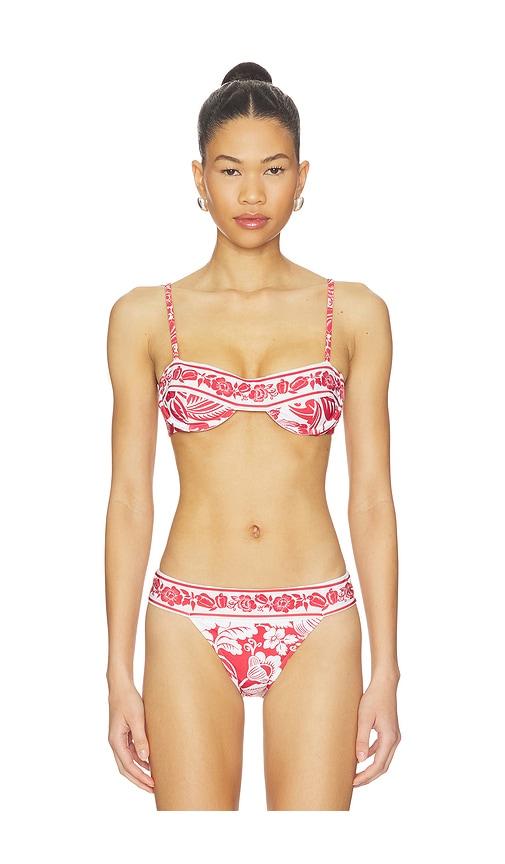 FARM Rio Cashew And Birds Underwire Bikini Top in Red by FARM RIO