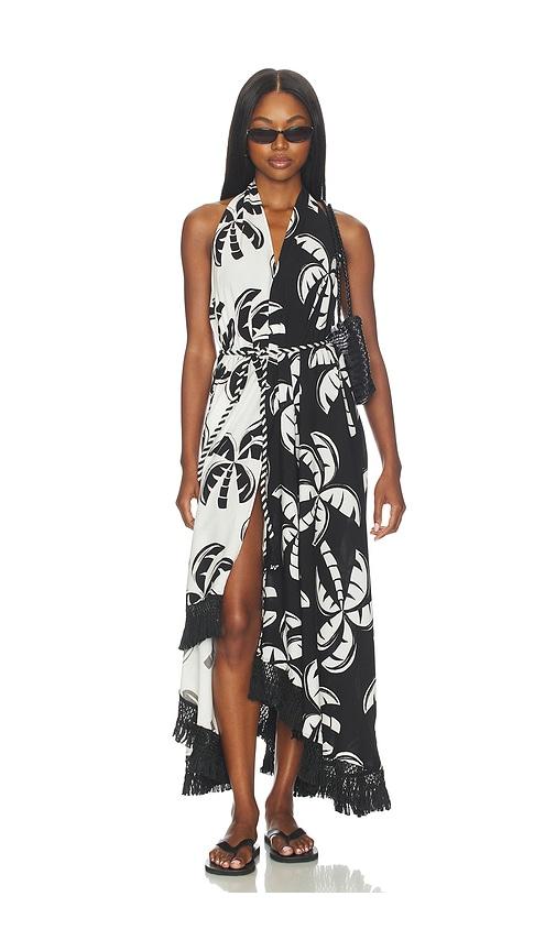 FARM Rio Graphic Palms Dress in Black,White by FARM RIO