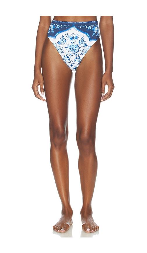 FARM Rio Porcelain Garden High Waist Bikini Bottom in Blue,White by FARM RIO