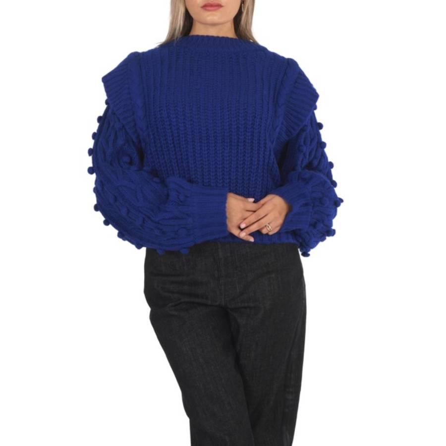 Farm Rio Blue Multi-Stitched Braided Sweater by FARM RIO