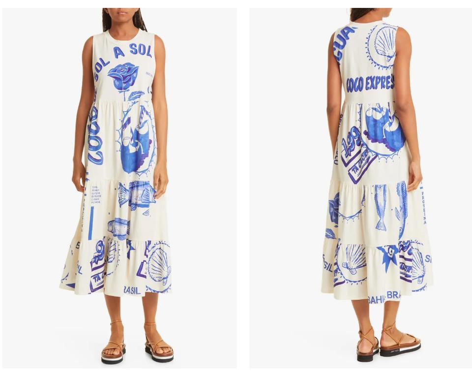 Farm Rio White Anthropologie Rainha Das Aguas T-shirt By Long Casual Maxi Dress by FARM RIO