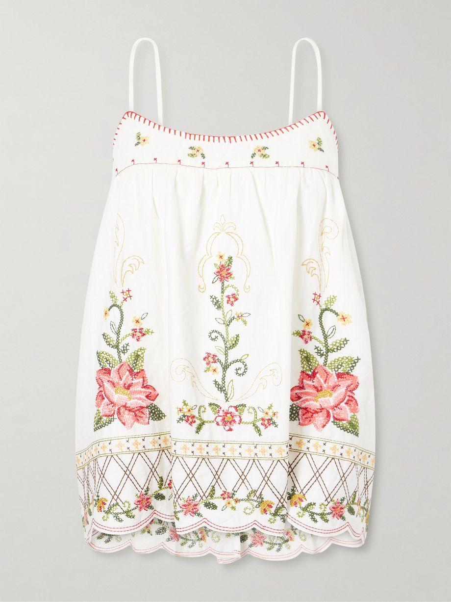 Floral-embroidered linen-blend cami by FARM RIO