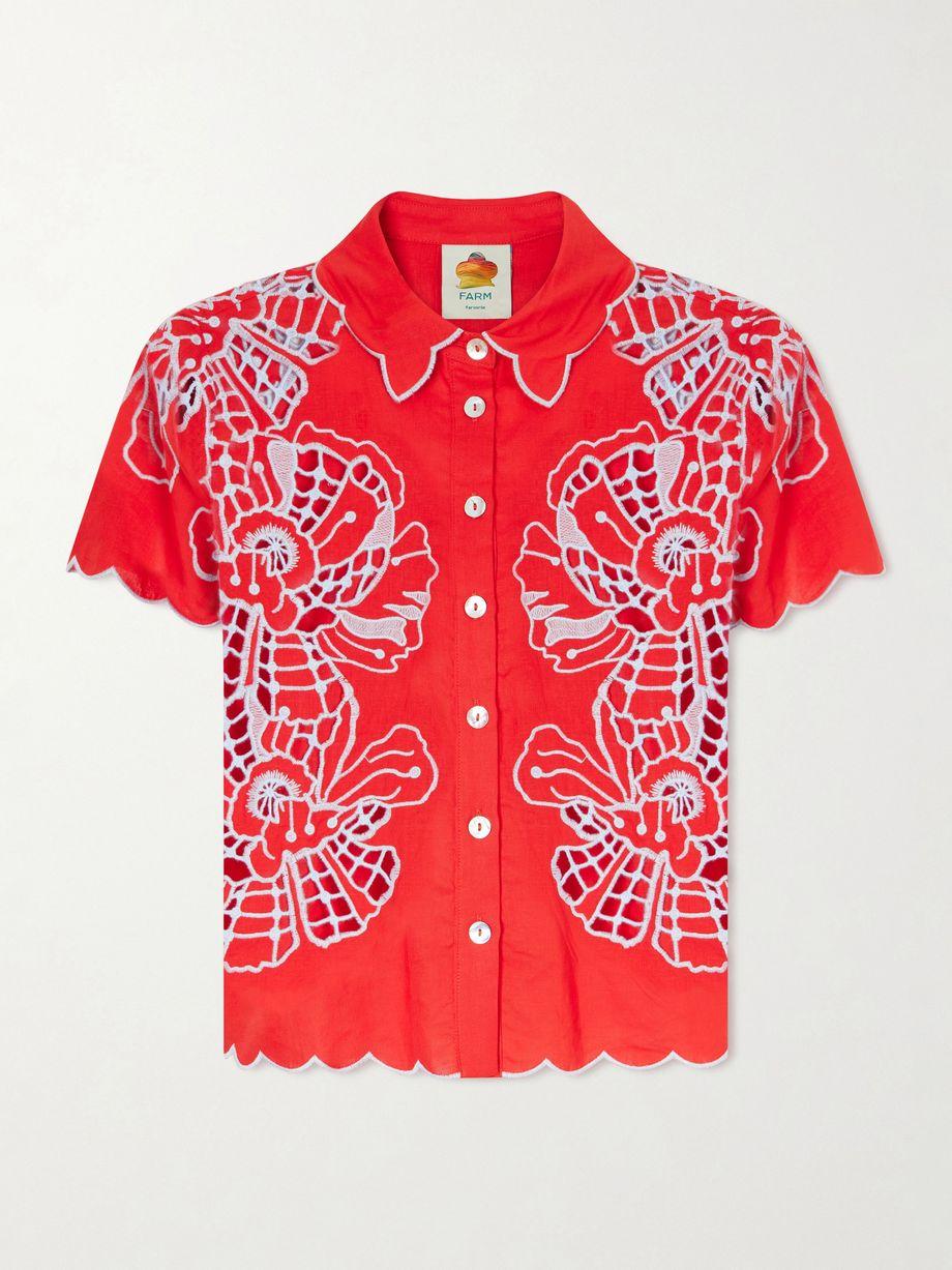 Floral-embroidered linen-blend coverup by FARM RIO