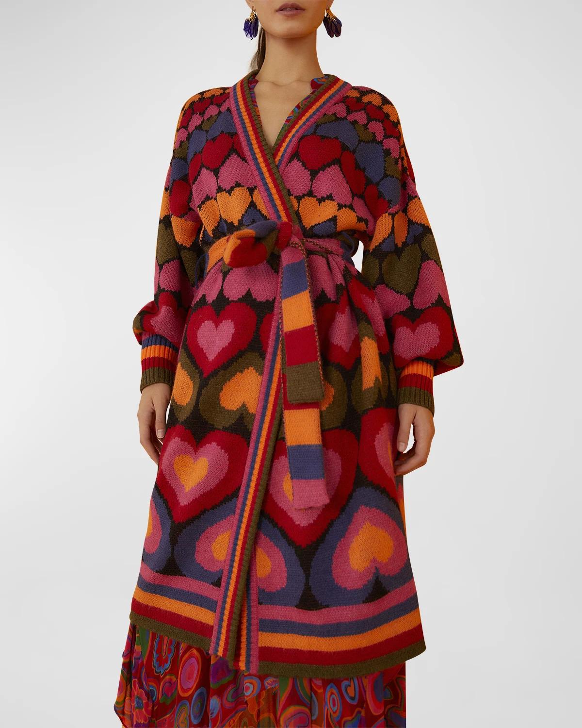 Full of Hearts Belted Midi Cardigan by FARM RIO Full of Hearts Belted Midi Cardigan by FARM RIO