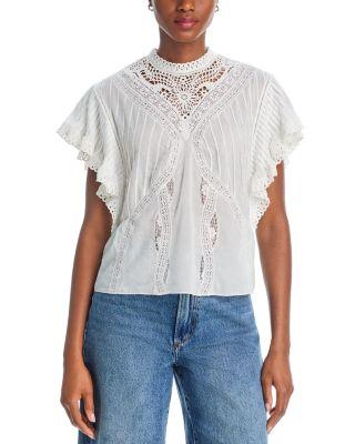 Lace Flutter Sleeve Top by FARM RIO