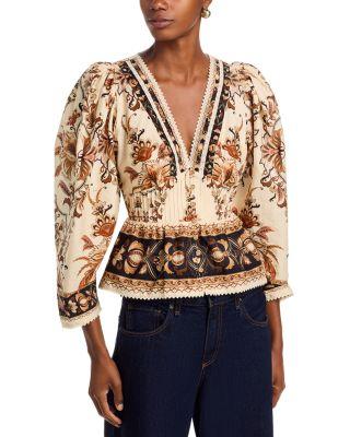 Majestic Garden Lace Puff Sleeve Cotton Top by FARM RIO