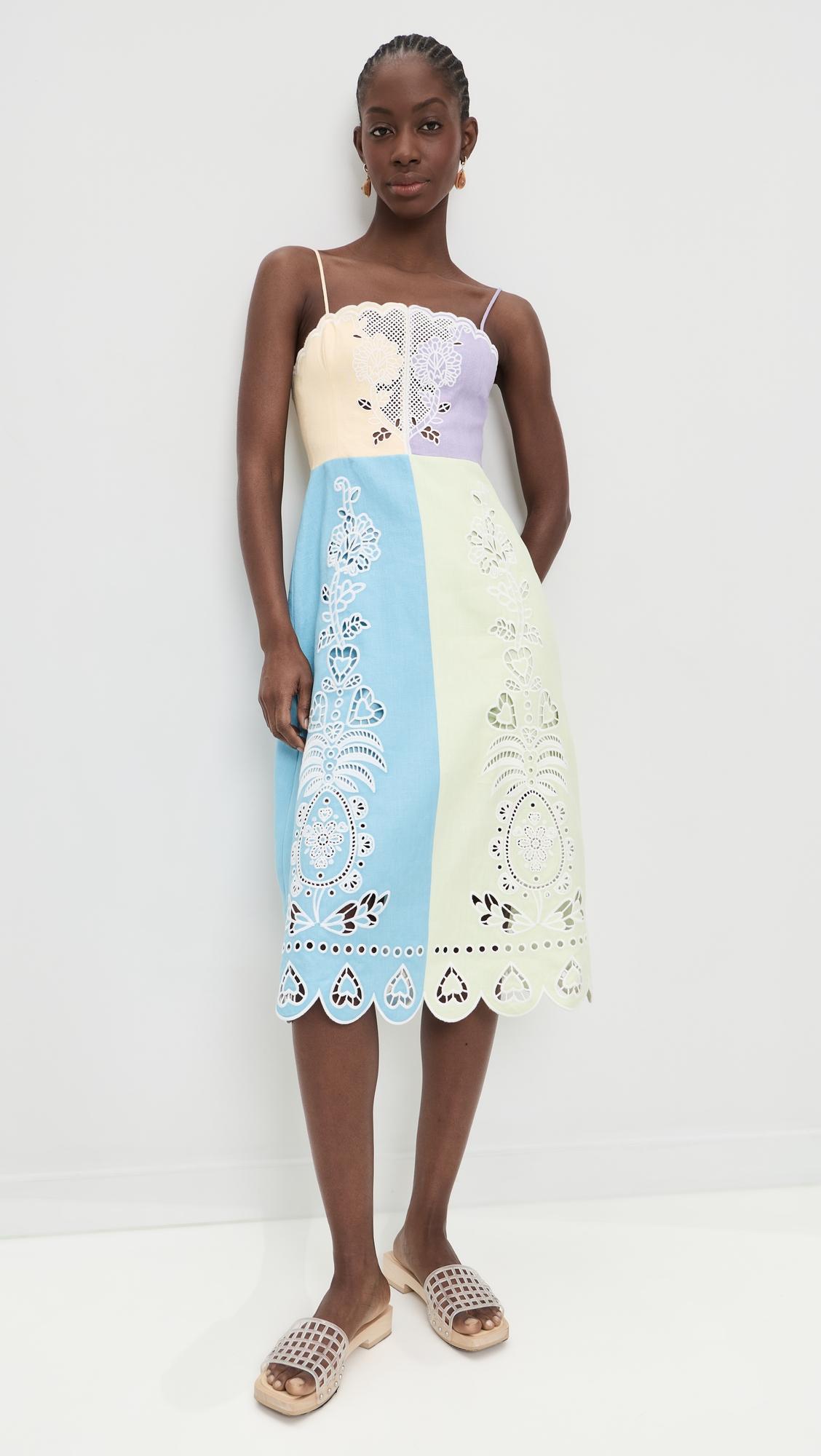 Multicolor Embroidery Sleeveless Midi Dress by FARM RIO