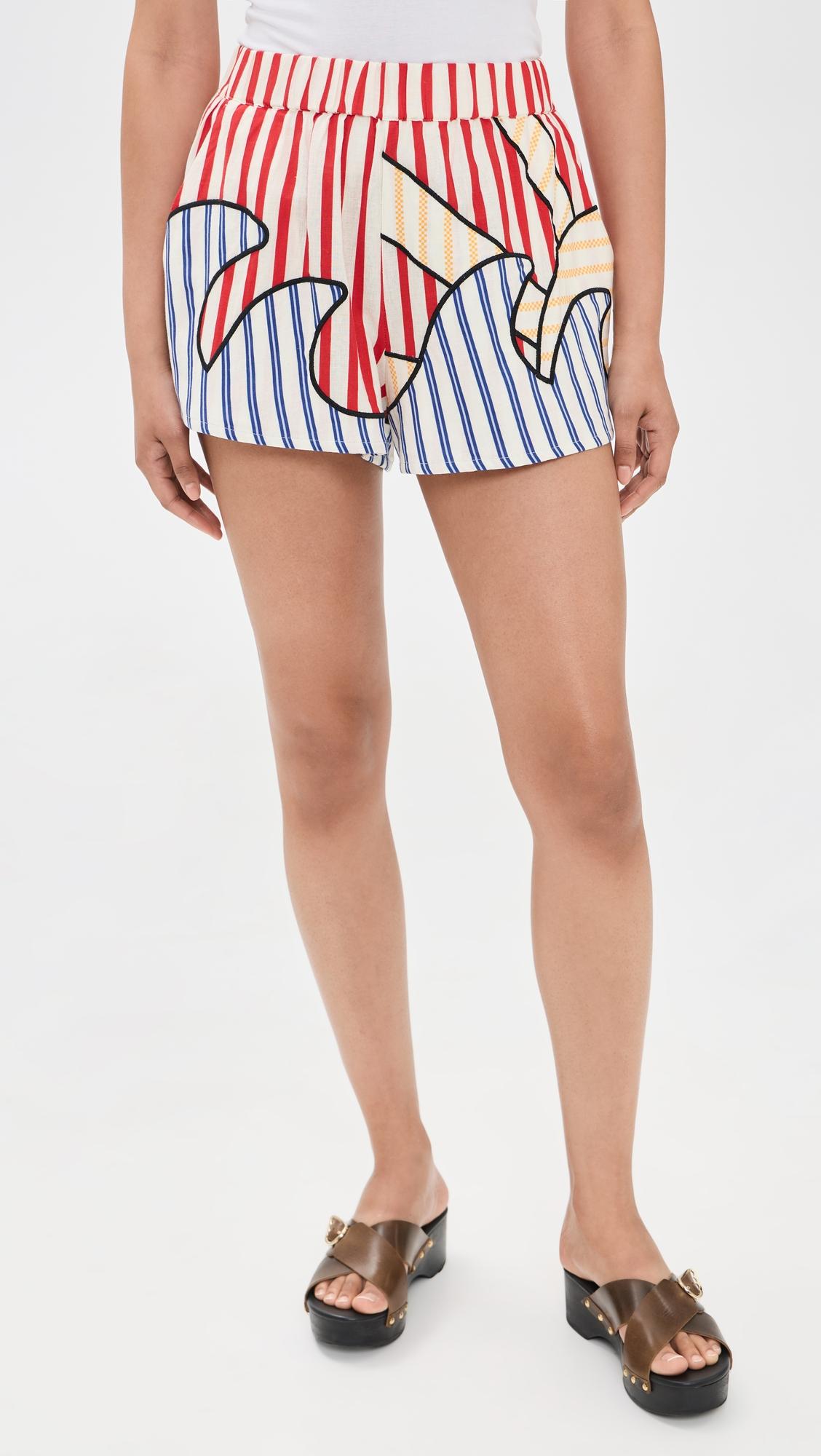 Navy Stripes Off-White Shorts by FARM RIO