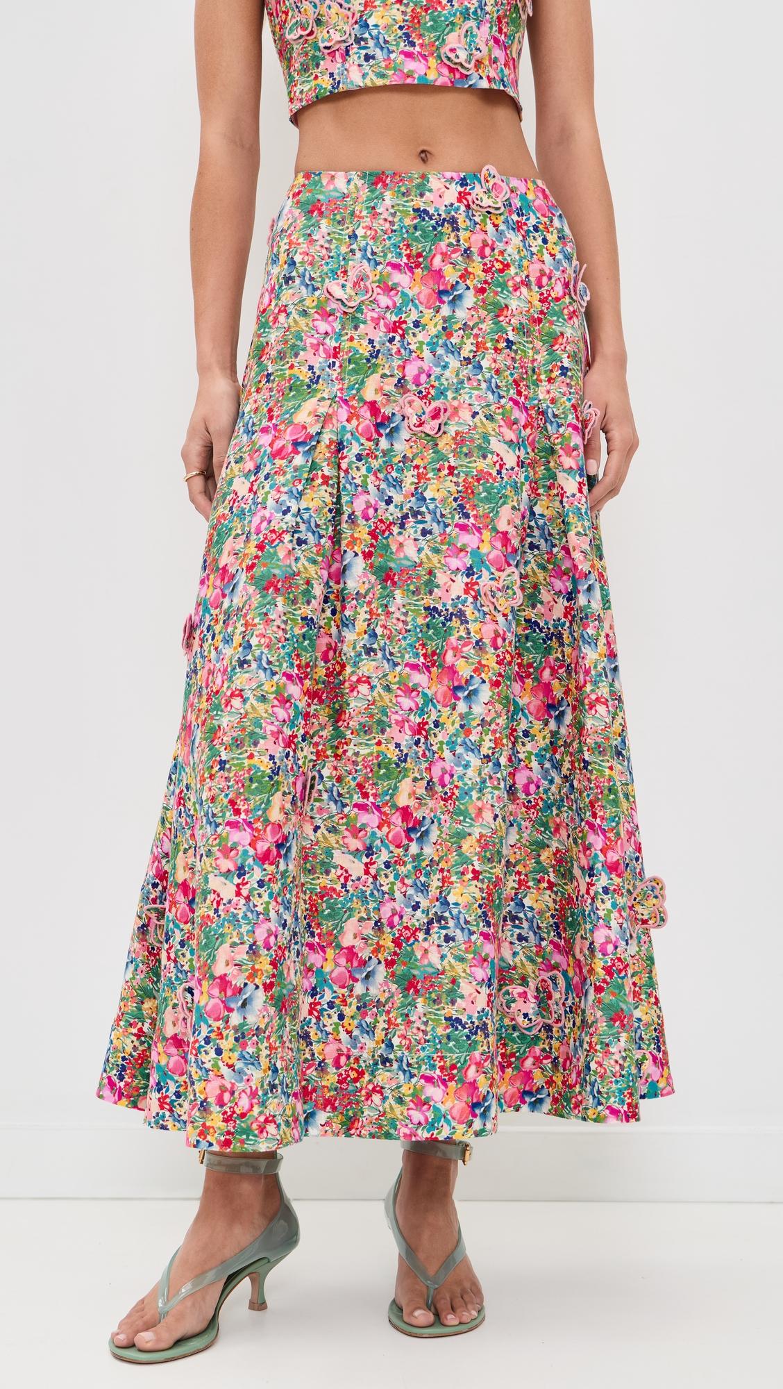 Peasant Floral Butterfly Maxi Skirt by FARM RIO