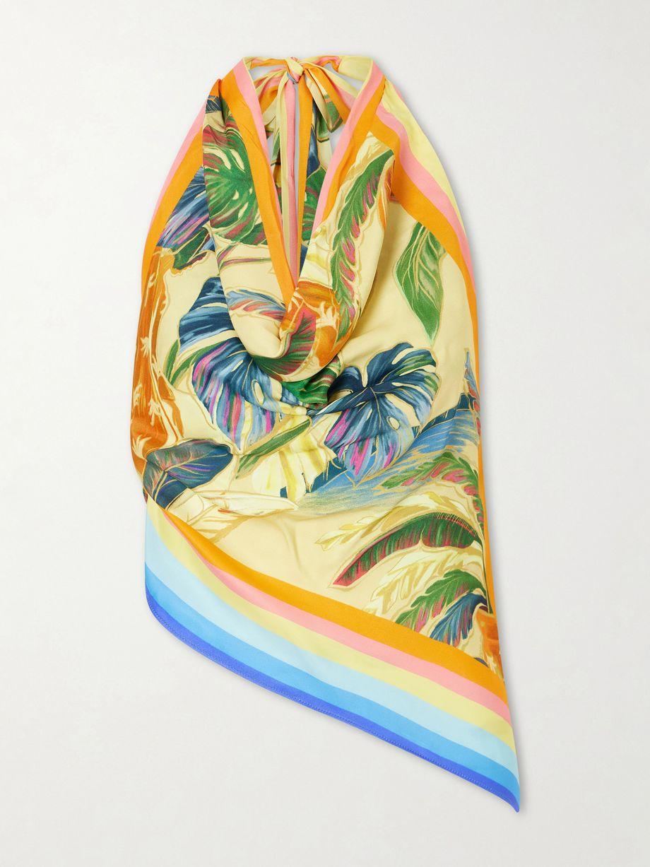 Rainbow Summer floral-print satin top by FARM RIO