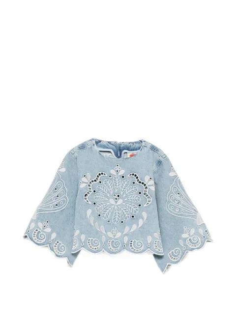 Richelieux geometric-embroidered blouse by FARM RIO