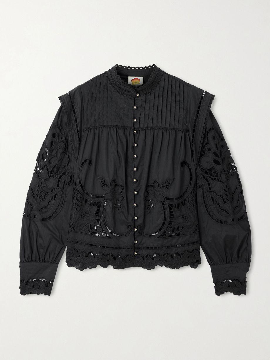 Richilieu pleated broderie anglaise cotton blouse by FARM RIO