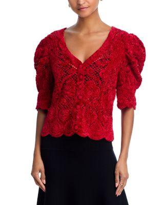 Rococo Hearts V Neck Cardigan Sweater by FARM RIO
