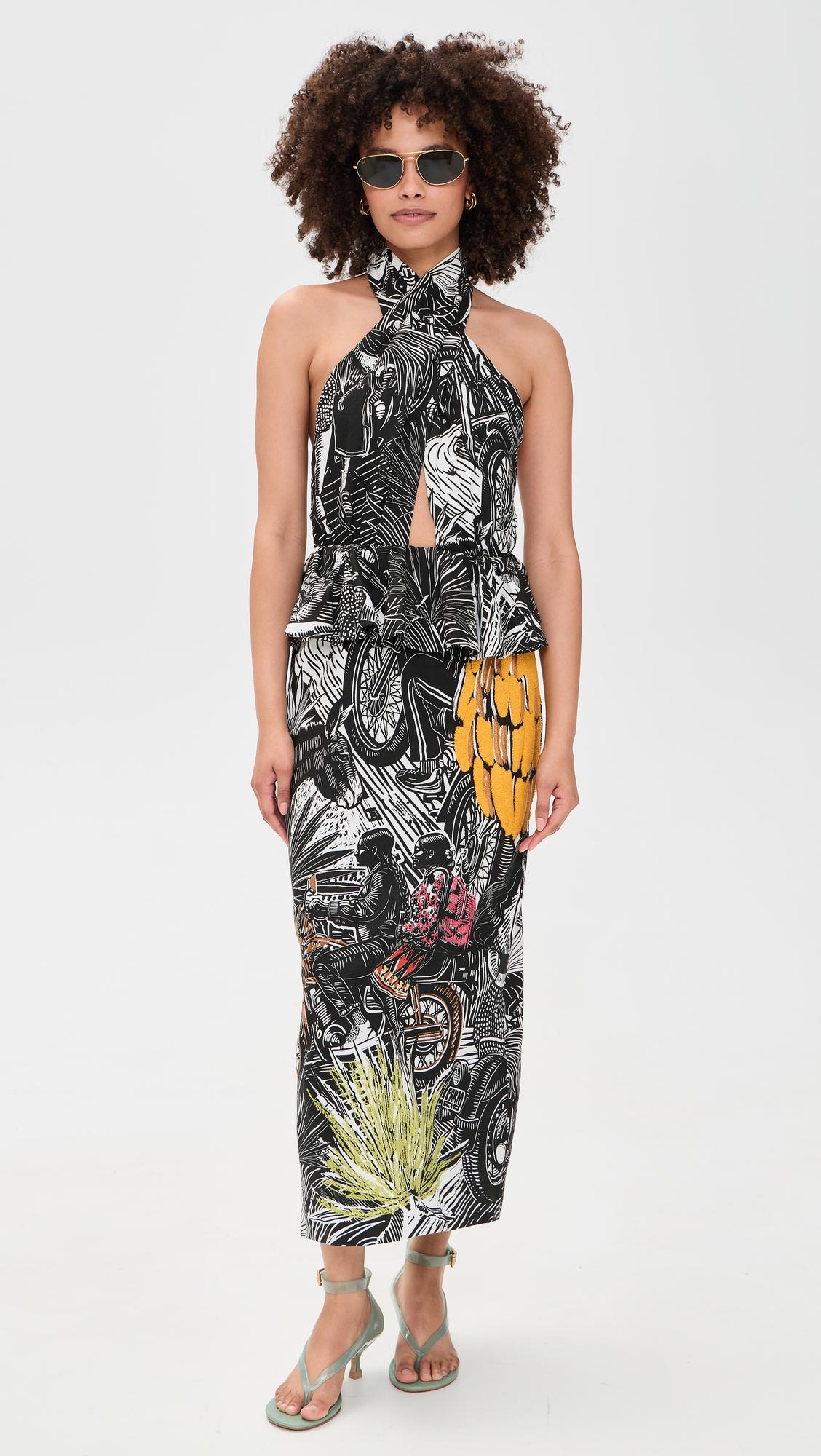 Ruta Beige Embroidered Maxi Dress by FARM RIO