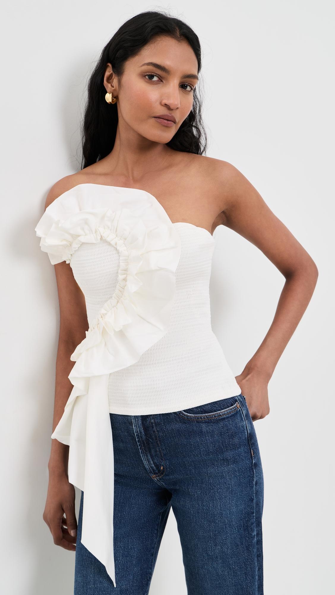 Smocked Strapless Top by FARM RIO