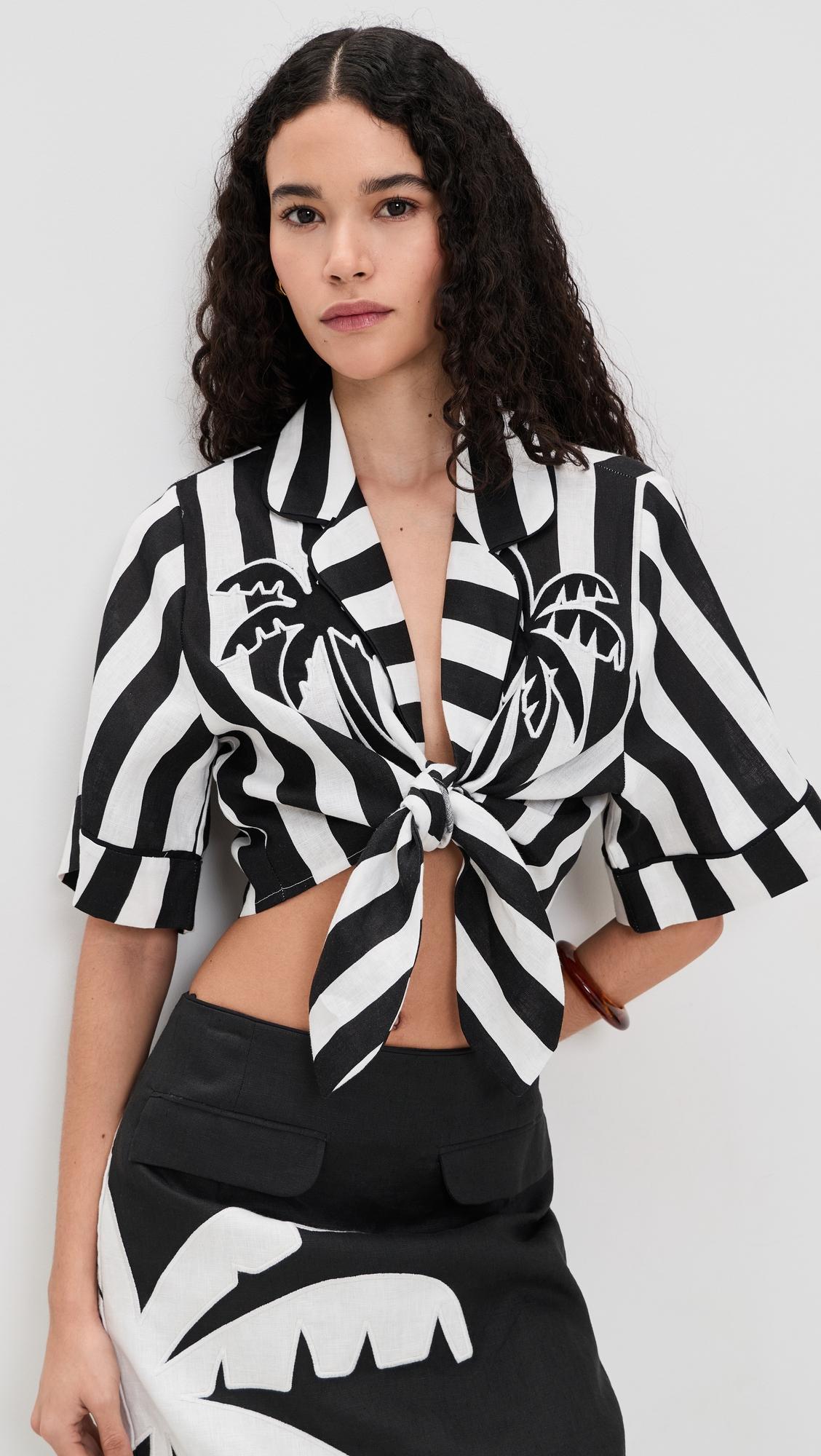 Spring Stripe Short Sleeve Crop Top by FARM RIO