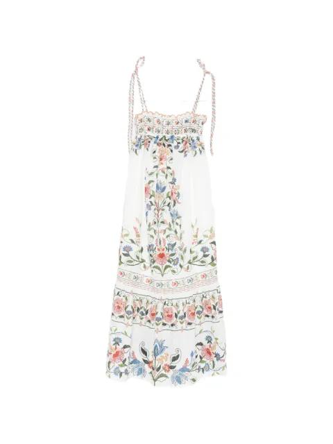 Stiched Garden floral-embroidered tiered midi dress by FARM RIO