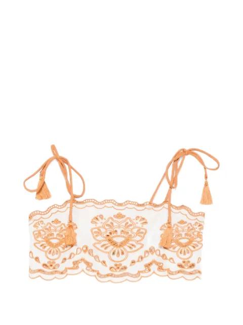 Tropi embroidered tassel-detail top by FARM RIO