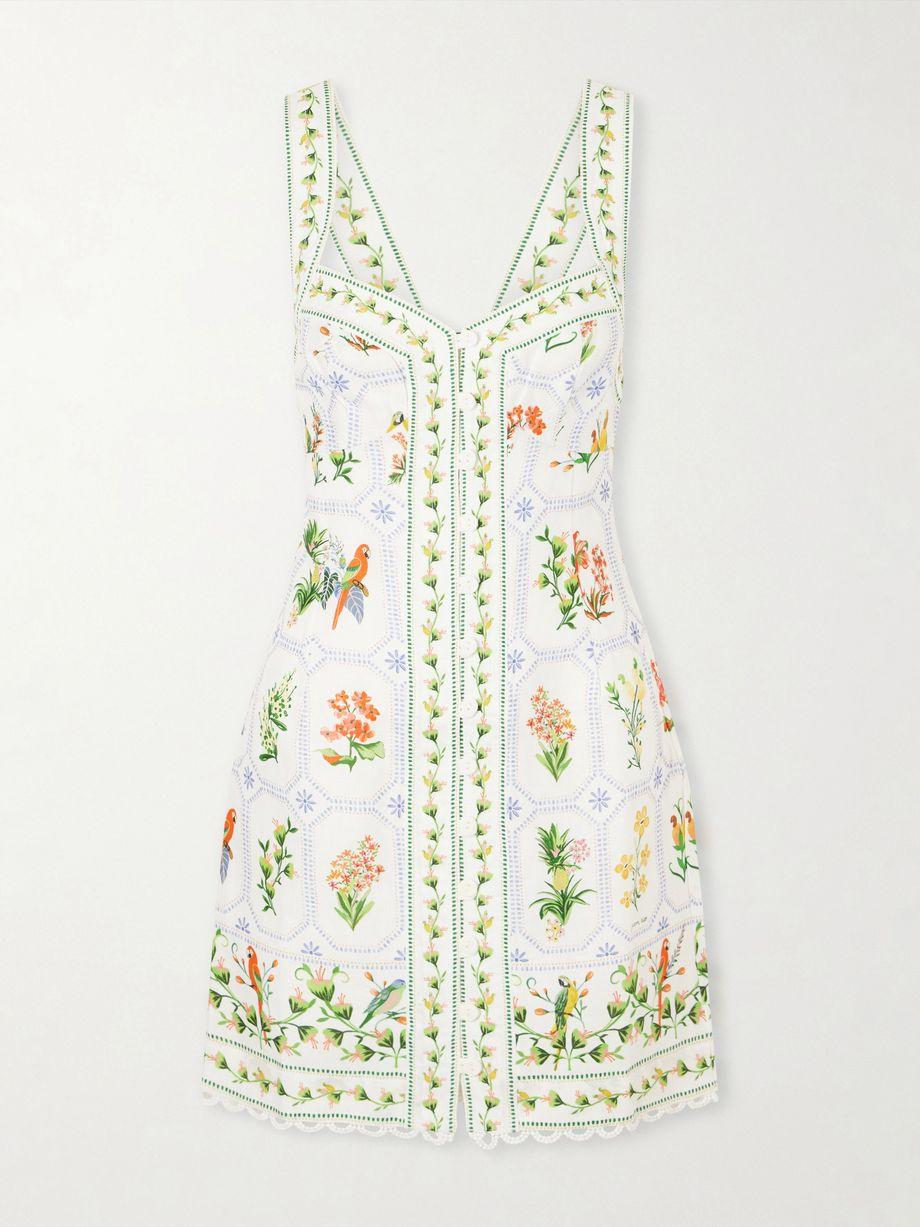Tropical Porcelain printed linen mini dress by FARM RIO