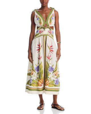 Tropical Scarf Sand Midi Dress by FARM RIO